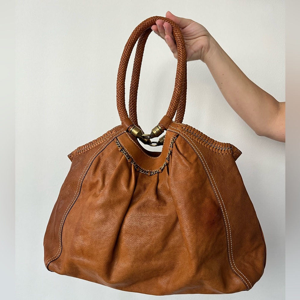 Cole Haan Collection satchel in tan goat leather 16”x 13”x 6”